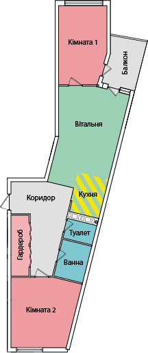 2-комнатная 70.7 м² в ЖК на вул. Київська от 16 500 грн/м², Тернополь