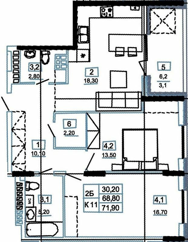 2-кімнатна 71.9 м² в ЖК Канада від 13 500 грн/м², м. Чортків