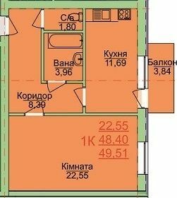 1-комнатная 49.51 м² в ЖК Зеленый оазис от 17 000 грн/м², Херсон