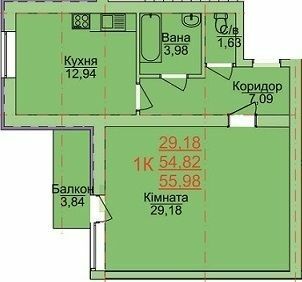 1-кімнатна 55.98 м² в ЖК Зелена оаза від 17 000 грн/м², Херсон