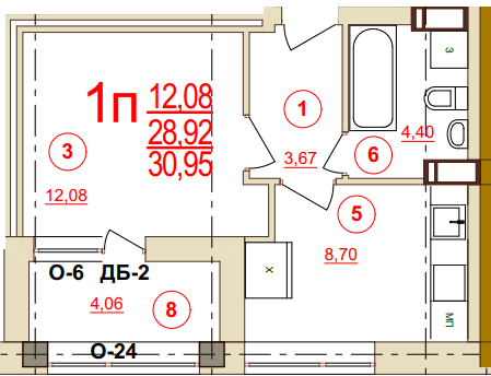 1-кімнатна 30.95 м² в ЖК Карат від 17 050 грн/м², Херсон