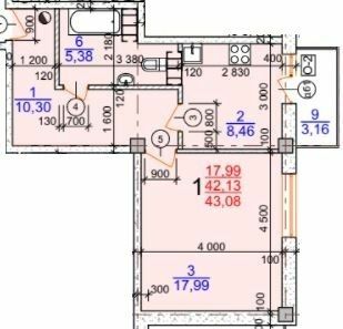 1-комнатная 43.08 м² в ЖК Молодежный от 16 000 грн/м², Херсон