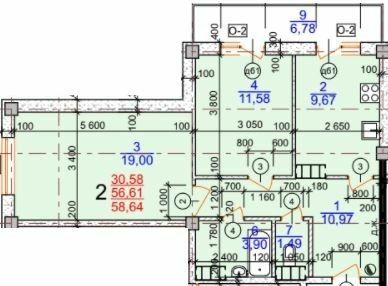 2-кімнатна 58.64 м² в ЖК Молодіжний від 15 500 грн/м², Херсон