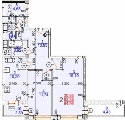 2-комнатная 64.94 м² в ЖК Молодежный от 15 500 грн/м², Херсон