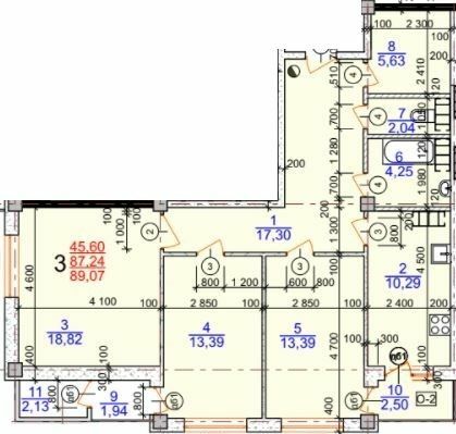 3-кімнатна 89.07 м² в ЖК Молодіжний від 15 500 грн/м², Херсон