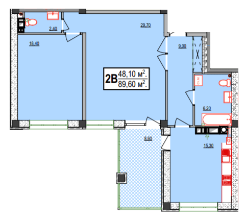 2-комнатная 89.6 м² в ЖК Украинский от 28 400 грн/м², Херсон