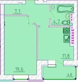 1-кімнатна 47.2 м² в ЖК Графський від 18 700 грн/м², Черкаси