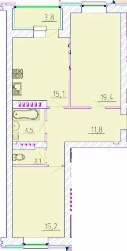 2-комнатная 71.9 м² в ЖК Графський от 18 500 грн/м², Черкассы