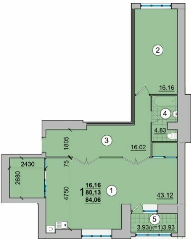 2-комнатная 84.06 м² в ЖК Александровский от 14 900 грн/м², Чернигов