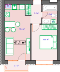 1-комнатная 41.1 м² в ЖК Author от 27 950 грн/м², г. Ирпень