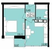 1-кімнатна 35.79 м² в ЖК Comfort City від 13 500 грн/м², Чернівці