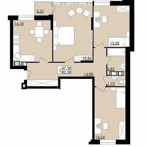 2-кімнатна 82.58 м² в ЖК Comfort City від 13 500 грн/м², Чернівці