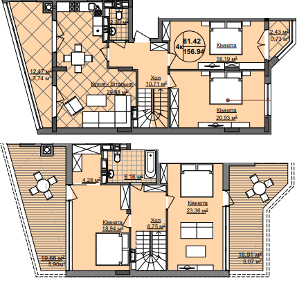 Двухуровневая 156.94 м² в ЖК Imperial Park Avenue от застройщика, Черновцы