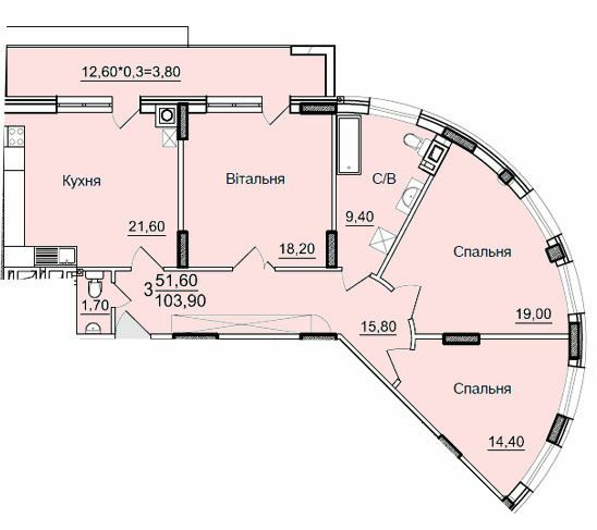 3-кімнатна 103.9 м² в ЖК Буковинський від 19 100 грн/м², Чернівці