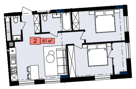 2-комнатная 61 м² в ЖК Family House от 22 000 грн/м², Львов