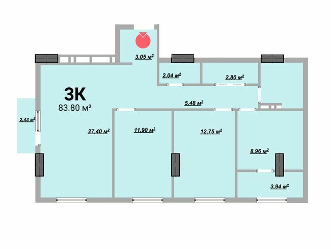 3-кімнатна 83.8 м² в ЖК на вул. Богунська, 1 від 21 000 грн/м², Івано-Франківськ