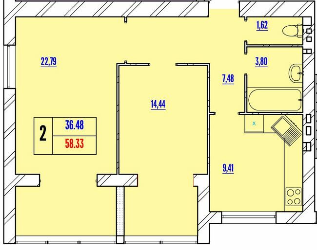 2-кімнатна 58.33 м² в ЖК Avila Line від 17 000 грн/м², Хмельницький