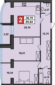 2-комнатная 85.64 м² в ЖК Sportcity от 19 200 грн/м², Хмельницкий