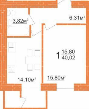 1-комнатная 40.02 м² в ЖК Кудрянка от 9 750 грн/м², Хмельницкий