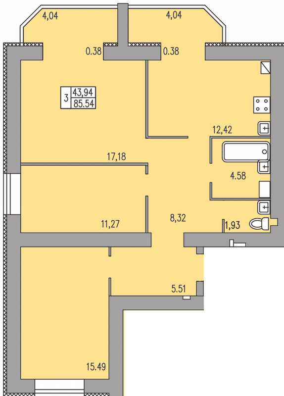 3-комнатная 85.54 м² в ЖК Прованс от 16 700 грн/м², Хмельницкий