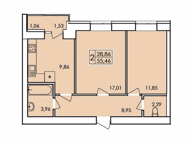 2-комнатная 55.46 м² в ЖК Ранкове Family от 14 500 грн/м², Хмельницкий