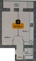1-комнатная 44.5 м² в ЖК Студенческий от 16 500 грн/м², Хмельницкий