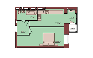 1-кімнатна 43.07 м² в ЖК Будинок Чехова від 13 500 грн/м², м. Кам`янець-Подільський