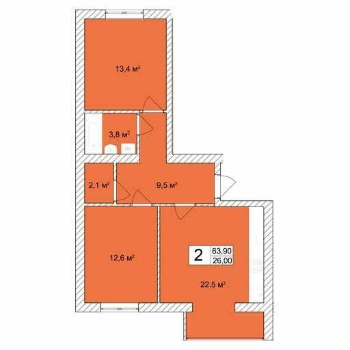 2-комнатная 63.9 м² в ЖК Прага от 14 000 грн/м², г. Староконстантинов