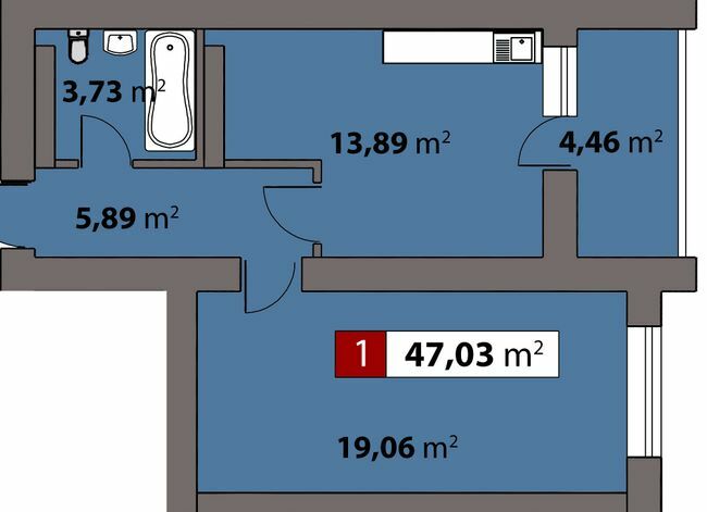 1-кімнатна 47.03 м² в ЖК Парковий від 17 500 грн/м², Черкаси