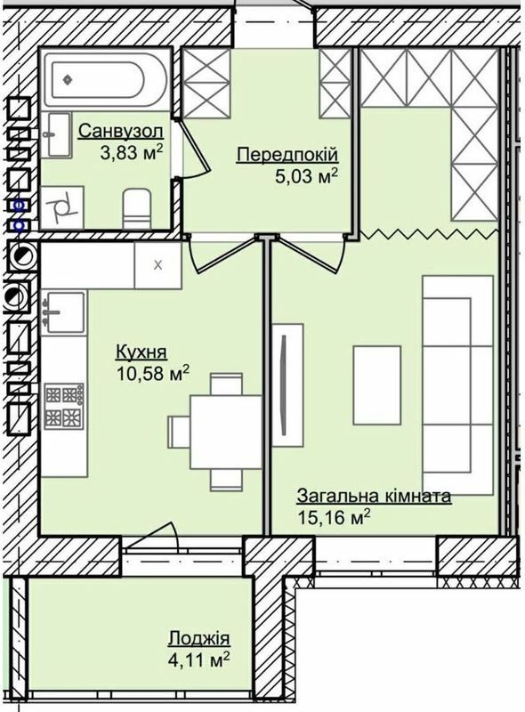 1-комнатная 38.71 м² в ЖК Smart Fort от 12 000 грн/м², г. Каменец-Подольский