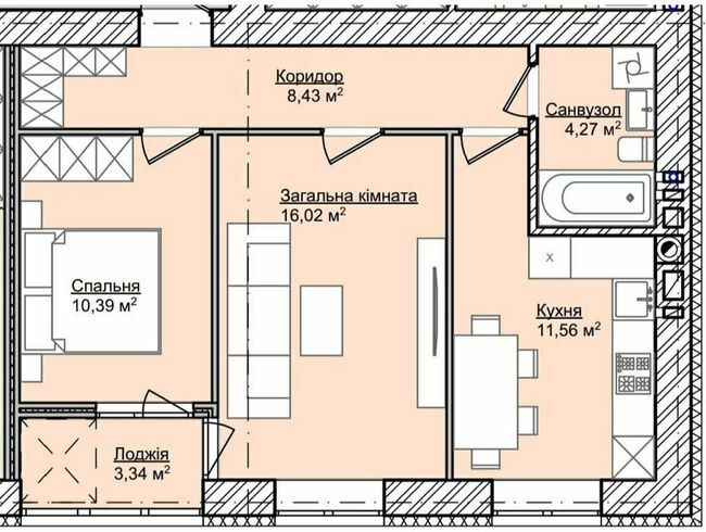 2-кімнатна 54.01 м² в ЖК Smart Fort від 12 000 грн/м², м. Кам`янець-Подільський