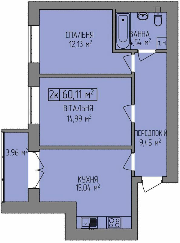 2-комнатная 60.11 м² в ЖК OZERO от 15 050 грн/м², Ивано-Франковск