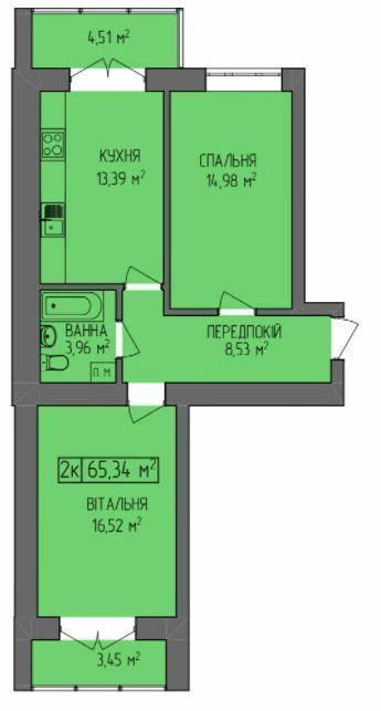 2-кімнатна 65.34 м² в ЖК Водограй від 15 850 грн/м², Івано-Франківськ