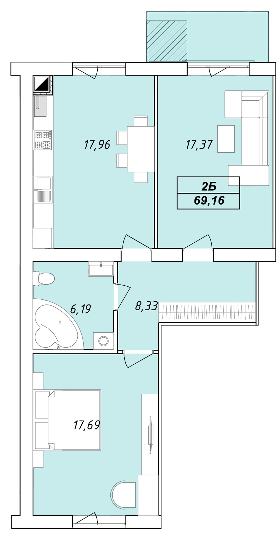 2-комнатная 69.16 м² в ЖК Елецкий от 25 000 грн/м², Чернигов