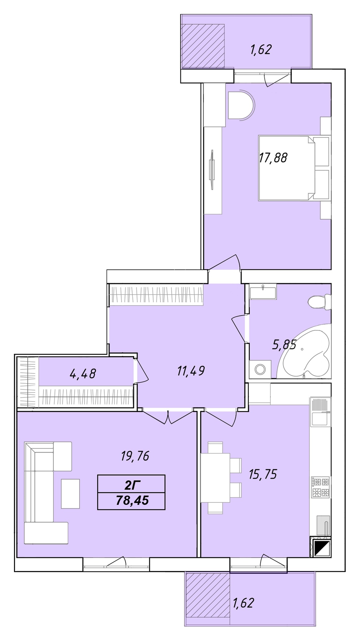 2-кімнатна 78.45 м² в ЖК Єлецький від 25 000 грн/м², Чернігів