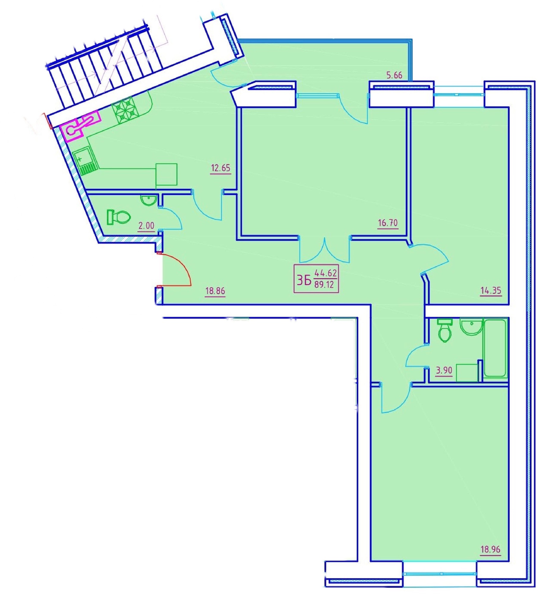 3-кімнатна 89.12 м² в ЖК Єлецький від 25 000 грн/м², Чернігів