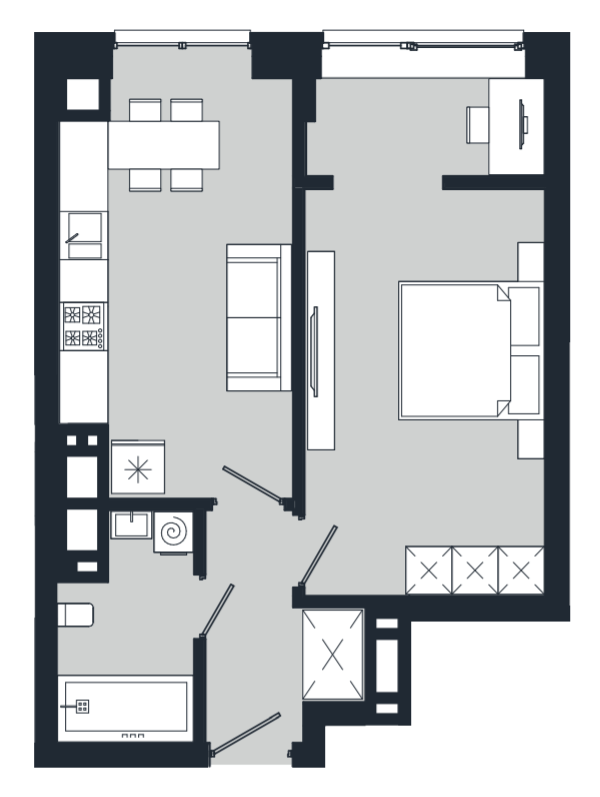 1-кімнатна 41.15 м² в ЖК Vodogray UN1T від 26 300 грн/м², Чернівці