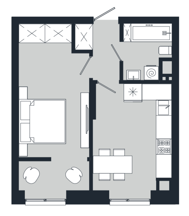 1-кімнатна 40.05 м² в ЖК Vodogray UN1T від 26 300 грн/м², Чернівці