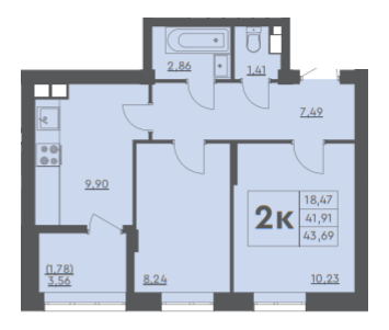 2-кімнатна 43.69 м² в ЖК Scandia від 17 000 грн/м², м. Бровари