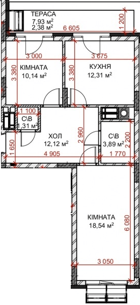 2-кімнатна 66.24 м² в ЖК Riverside від 29 000 грн/м², с. Погреби