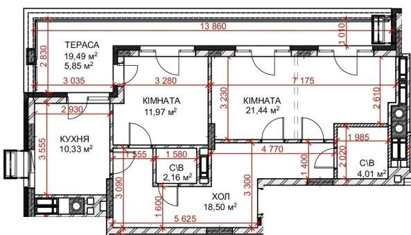 2-кімнатна 87.9 м² в ЖК Riverside від 29 000 грн/м², с. Погреби