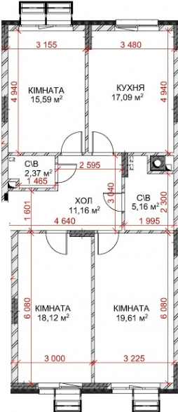 3-комнатная 89.1 м² в ЖК Riverside от 28 000 грн/м², с. Погребы