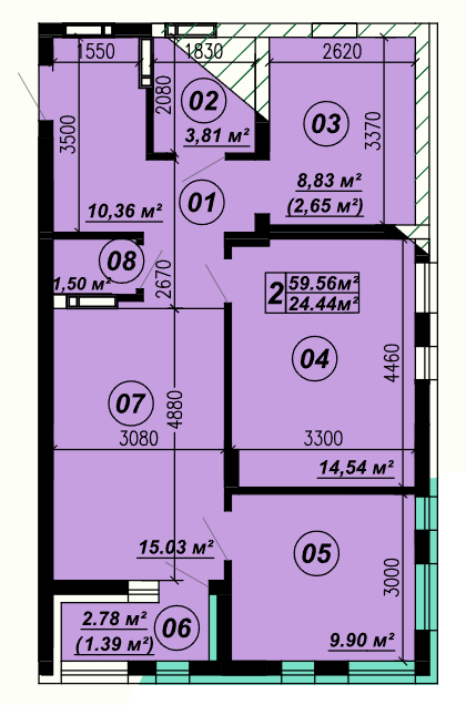 2-кімнатна 59.56 м² в ЖК Verba від 22 000 грн/м², смт Глеваха