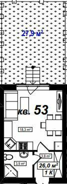 1-комнатная 26 м² в ЖК Амстердам от 18 000 грн/м², с. Белогородка