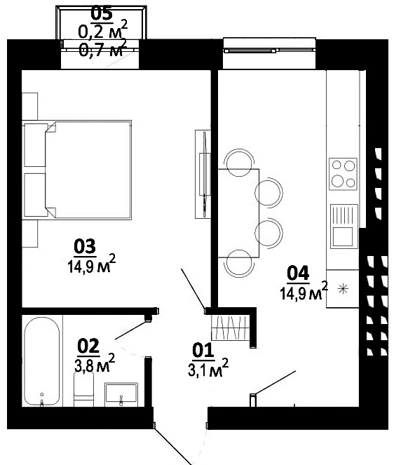 1-кімнатна 36.9 м² в ЖК Білий Шоколад.Center від 26 500 грн/м², с. Білогородка