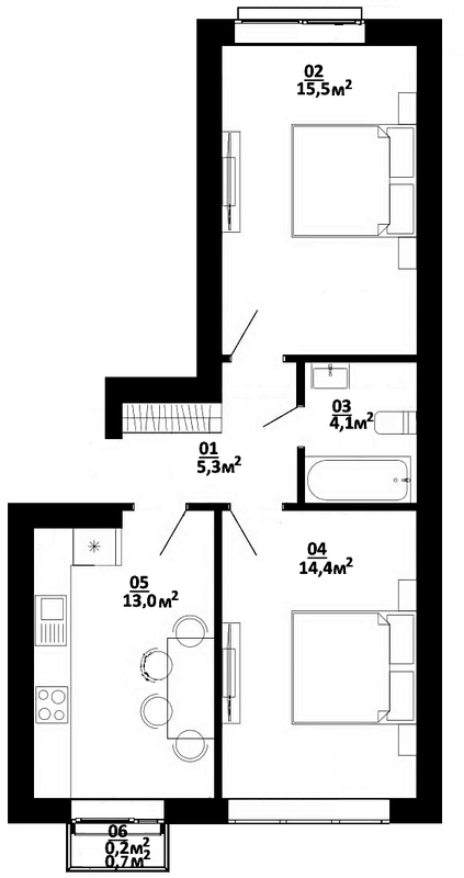 2-комнатная 52.5 м² в ЖК Белый Шоколад.Center от 25 500 грн/м², с. Белогородка