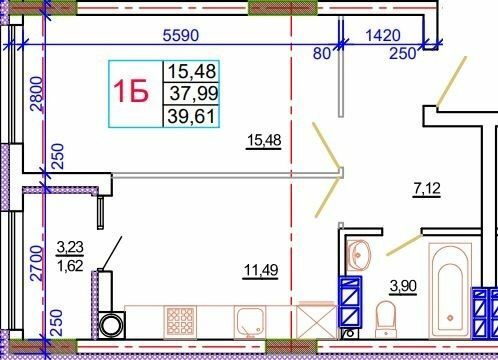 1-комнатная 39.61 м² в ЖК Благород от 22 500 грн/м², с. Крюковщина