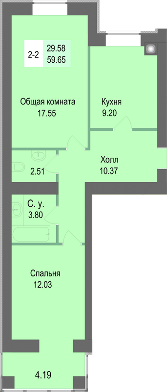 2-кімнатна 59.65 м² в ЖК Софіївська сфера від 30 500 грн/м², с. Софіївська Борщагівка
