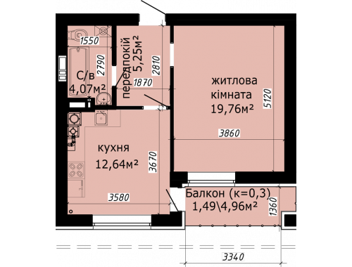 1-комнатная 43.5 м² в ЖК Кришталевi джерела от 55 800 грн/м², Киев