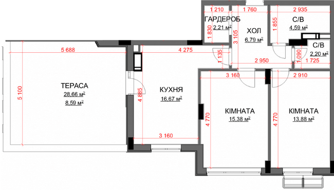 2-кімнатна 70.31 м² в ЖК Central Bucha від 28 350 грн/м², м. Буча